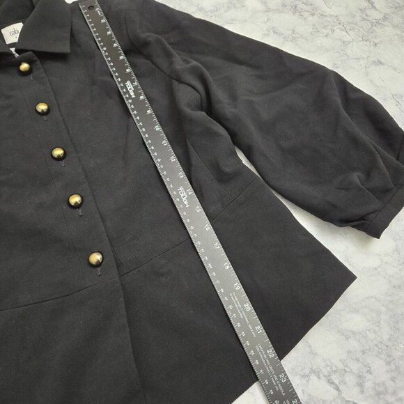 Cabi Abbott Blazer Womens Size 8 Black Button-Up jacket 3/4 Balloon Sleeve - Picture 10 of 11